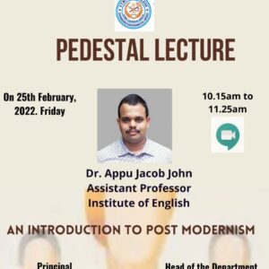PEDESTAL LECTURE on 25/02/22